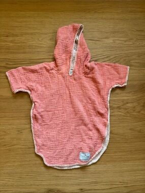 Tofino Towel Kids Hooded Towel Poncho in Coral - Soft Pull-On Beach Cover